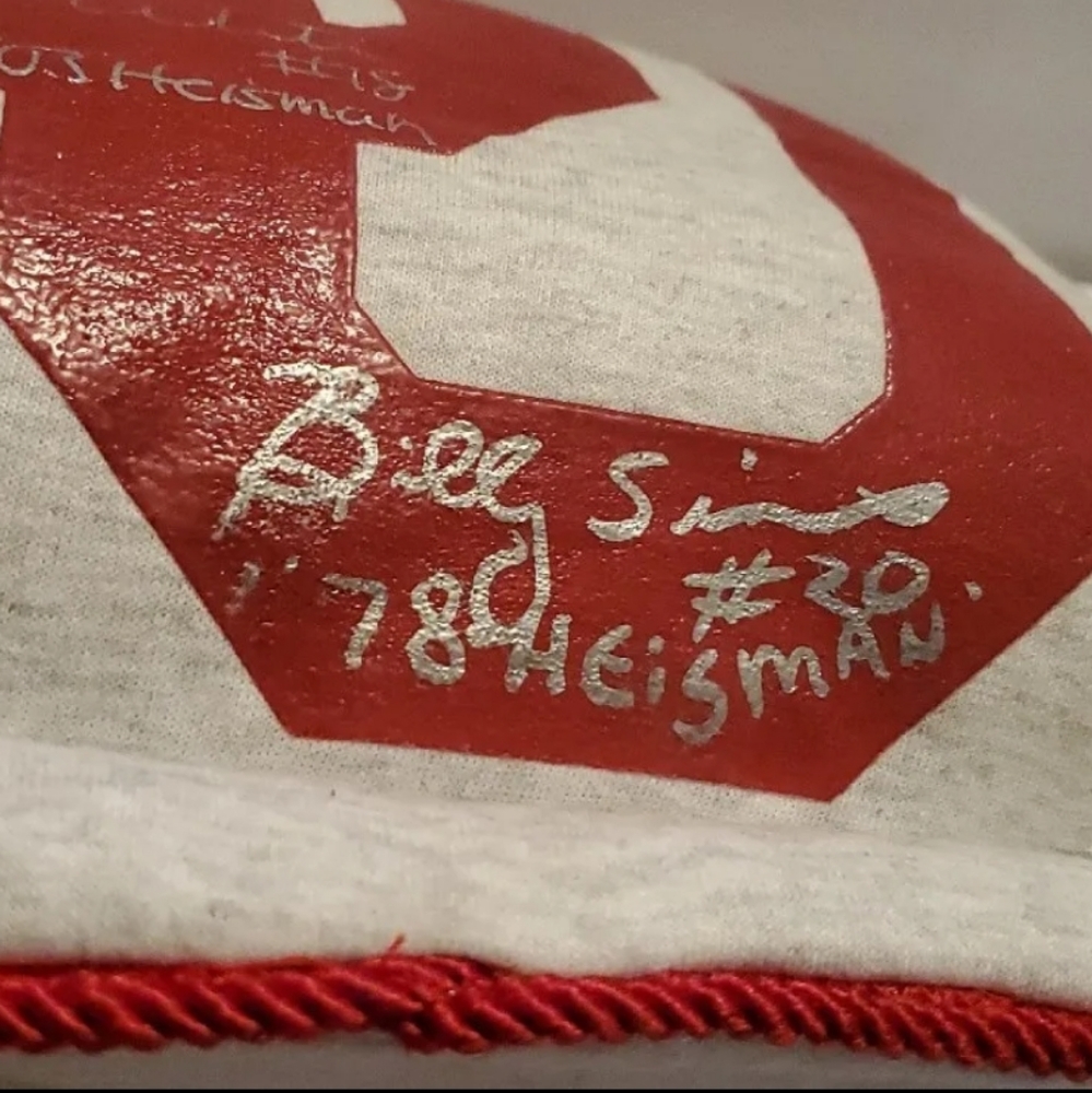 Signed OU Pillow by 3 Heisman Trophy Winners (White, Sims & Owens) - Picture 5 of 6